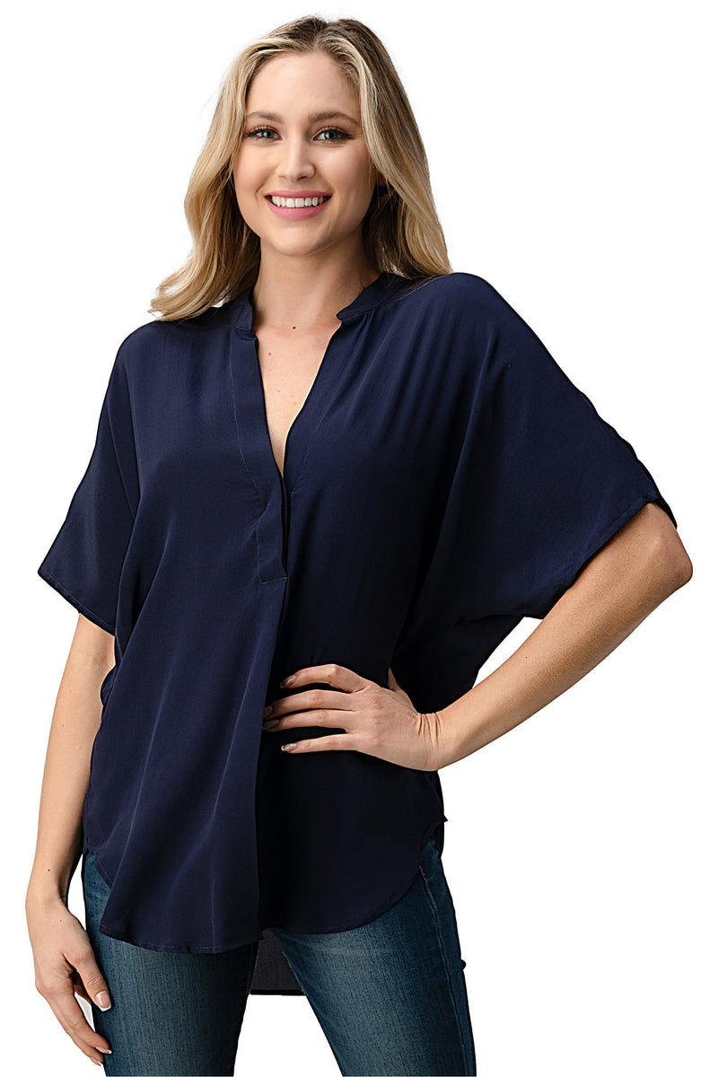 Serene Avenue — Silk Short Sleeve Blouse