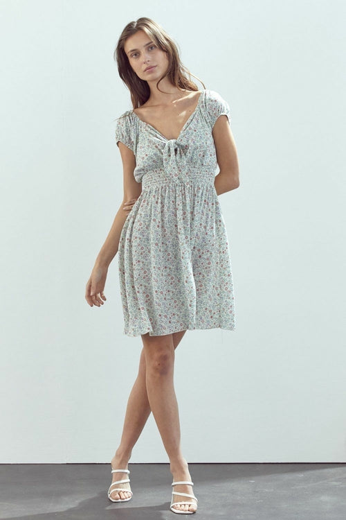 Côte d’Azur Whisper — Gauze Floral Cap Sleeve Dress