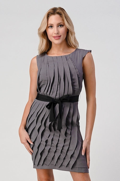 Riviera Chapter — Ruffle Pleated Sleeveless Dress