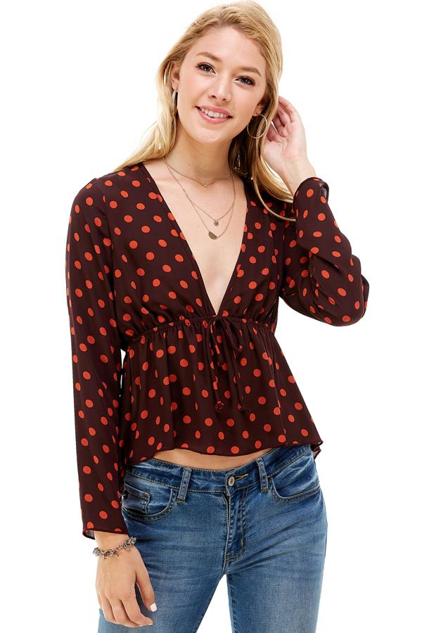 Serene Suite — Polka Dot Long Sleeve Blouse